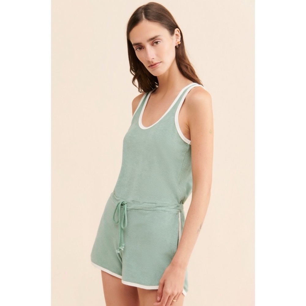 Faherty Cabana Towel‎ Terry Romper in Aqua Grey